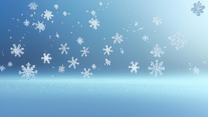 Fototapeta premium Falling Snowflakes Winter Wonderland: A Serene Digital Artwork