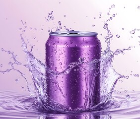 High-Resolution Purple Soda Can in Water Splash with Text Space Premium AI-Generated Image for Marketing Materials
water splash in a glass