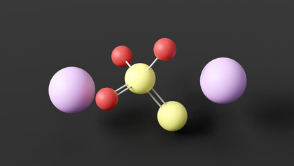 sodium thiosulfate molecule 3d, molecular structure, ball and stick model, structural chemical formula antifungal drug