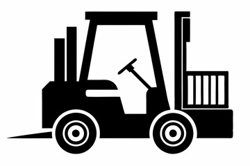 forklift silhouette line art vector illustration with a white background
