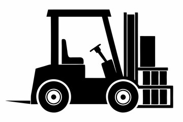 forklift silhouette line art vector illustration with a white background