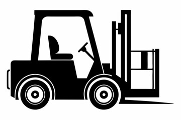 forklift silhouette line art vector illustration with a white background