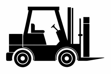 forklift silhouette line art vector illustration with a white background