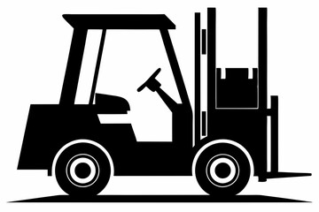 forklift silhouette line art vector illustration with a white background