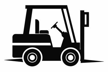 forklift silhouette line art vector illustration with a white background