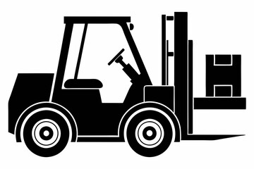 forklift silhouette line art vector illustration with a white background
