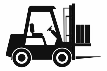 forklift silhouette line art vector illustration with a white background