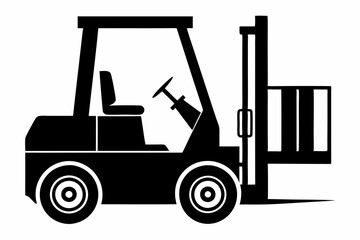 forklift silhouette line art vector illustration with a white background