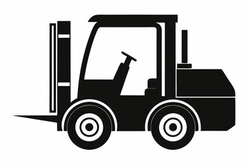 forklift silhouette line art vector illustration with a white background