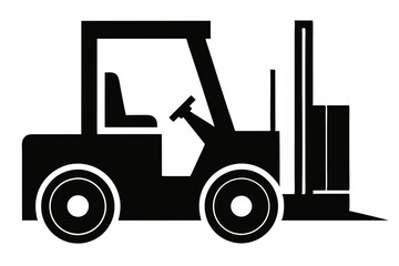 forklift silhouette line art vector illustration with a white background