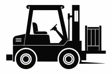 forklift silhouette line art vector illustration with a white background