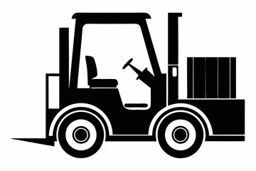 forklift silhouette line art vector illustration with a white background