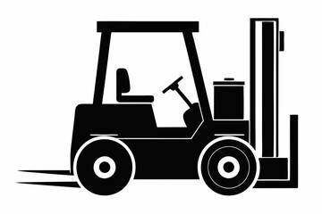 forklift silhouette line art vector illustration with a white background
