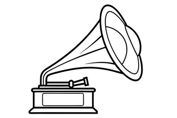 gramophone silhouette line art vector illustration with a white background