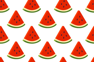 Pattern with triangular watermelon slices on white background