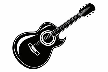 Fototapeta premium guitar silhouette line art vector illustration with a white background