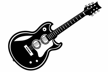 Obraz premium guitar silhouette line art vector illustration with a white background