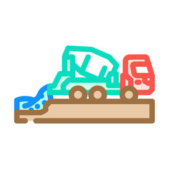 truck pouring concrete cement color icon vector illustration