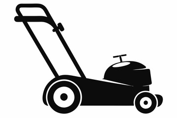 lawn mower silhouette line art vector illustration with a white background