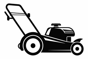 lawn mower silhouette line art vector illustration with a white background