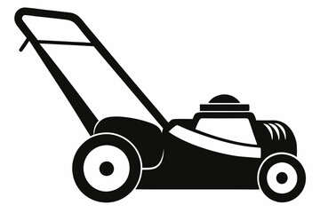 lawn mower silhouette line art vector illustration with a white background
