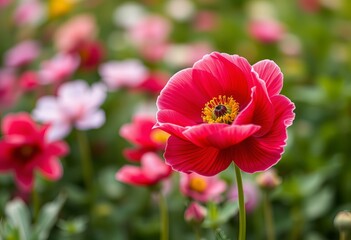 Garden filled with anemones.
