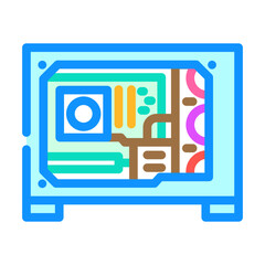 custom build open case gaming pc color icon vector illustration