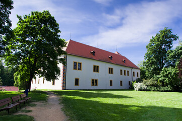 Renaissance castle Blansko. View from the castle park.  South Moravia, Czech Republic.