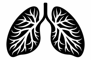 lungs silhouette line art vector illustration with a white background
