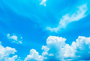 Photo Vibrant blue sky with fluffy clouds.