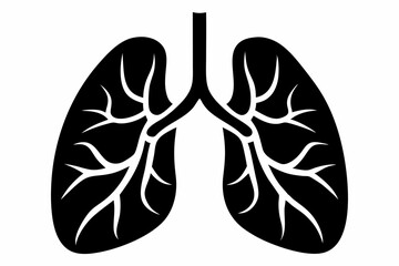 lungs silhouette line art vector illustration with a white background