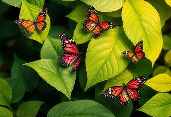 Featuring Butterflies flitting among colorful leaves.