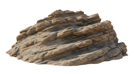 Layered rock formation against black backdrop