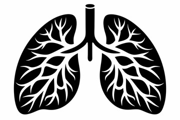 lungs silhouette line art vector illustration with a white background