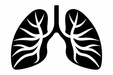 lungs silhouette line art vector illustration with a white background