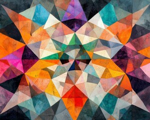 Colorful Geometric Abstract Art with Triangles and Vibrant Patterns