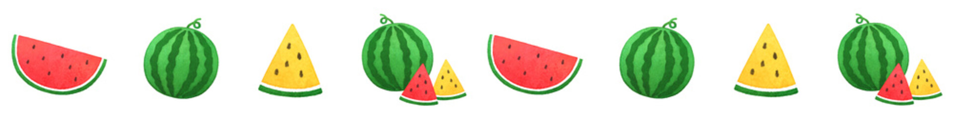 手描きの可愛いスイカのライン