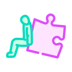 jigsaw puzzle human color icon vector illustration