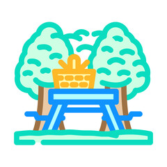 picnic park spring color icon vector illustration