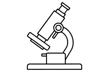 microscope silhouette line art vector illustration with a white background