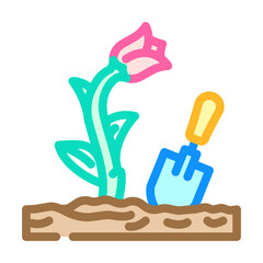 planting flowers spring color icon vector illustration