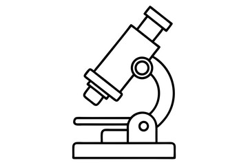 microscope silhouette line art vector illustration with a white background