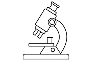 microscope silhouette line art vector illustration with a white background