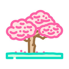 cherry blossom viewing spring color icon vector illustration