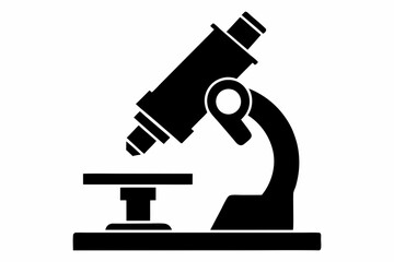 microscope silhouette line art vector illustration with a white background