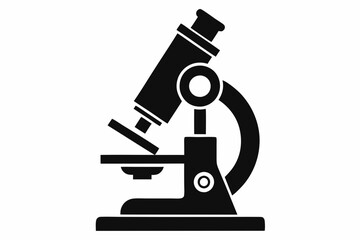 microscope silhouette line art vector illustration with a white background