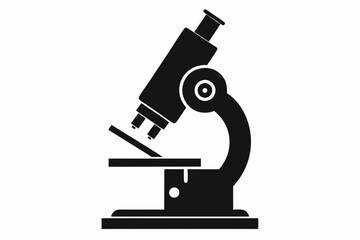 microscope silhouette line art vector illustration with a white background