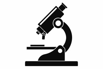 microscope silhouette line art vector illustration with a white background