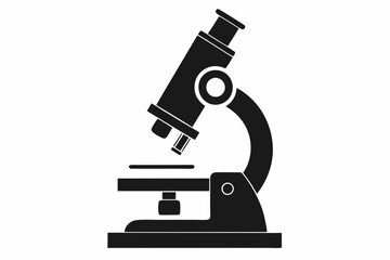 microscope silhouette line art vector illustration with a white background