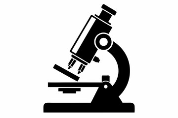 microscope silhouette line art vector illustration with a white background